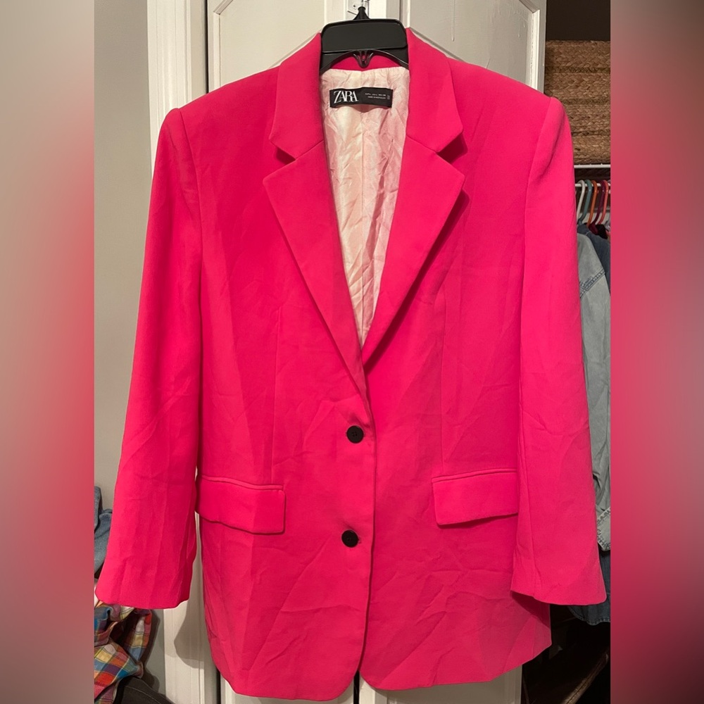 Zara Oversized Fuchsia Blazer - Picture 3 of 8